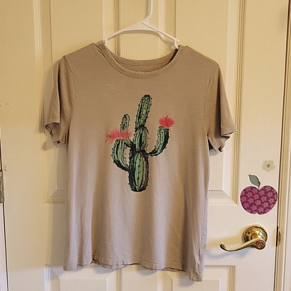 S - Taupe/Greige Cactus T-Shirt